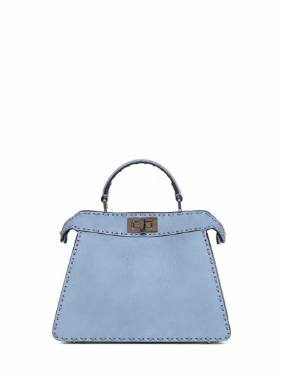 Fendi Women Mercury Blue Peekaboo Iseeu Small Handbag In Multi
