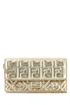 Fendi Women Metallic Gold Nappa Leather Baguette Wallet In Gold