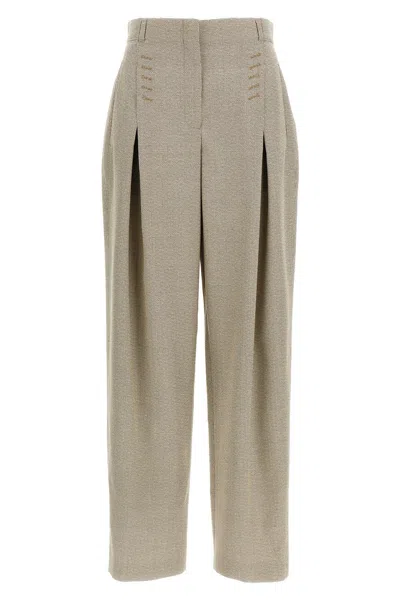 FENDI FENDI WOMEN MICRO CHECK TROUSERS