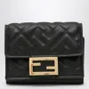 Fendi Nappa Leather Uette Micro Trifold Wallet Accessories In Black