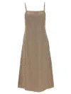 Fendi Satin Midi Dress Embroidered Pattern In Brown