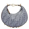 Fendi Women Mini Denim Effect Ff Jacquard Graphy Hobo Bag