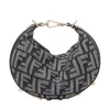Fendi Women Mini Denim Effect Ff Jacquard Graphy Hobo Bag In Gray