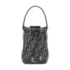 Fendi Women Mini Denim Effect Ff Jacquard Mon Tresor Bucket Bag In Gray