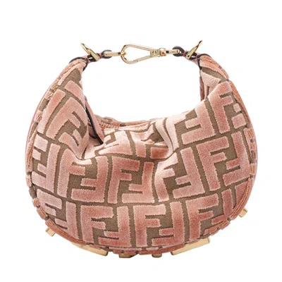Fendi Women Mini Graphy Velvet Ff Handbag In Pink