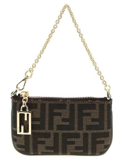 Fendi Women 'mini Flat Zucca' Flat Pouch In Brown