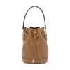 Fendi Women Camel Leather Mon Tresor Bucket Bag In White