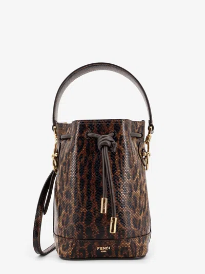FENDI FENDI WOMEN MINI MON TRESOR BUCKET BAG WITH FENDI LEO MOTIF