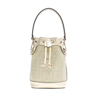 Fendi Women Mini Mon Tresor Crystal Bucket Bag In Gold