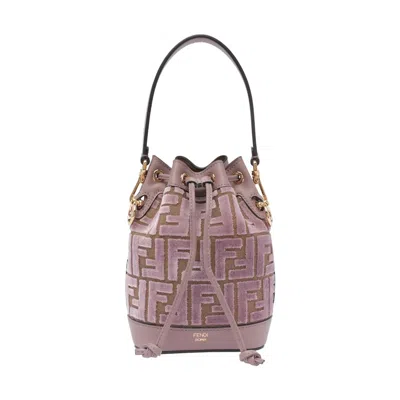 Fendi Women Mini Mon Tresor Velvet Bucket Bag In Brown