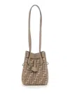 Fendi Women 'mini Origami' Beige Crossbody Bag With All-over Ff Logo In Cotton Blend Woman In Multi