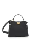 Fendi Women 'mini Peekaboo' Black Handbag With Twist Lock In Leather Woman In Multi