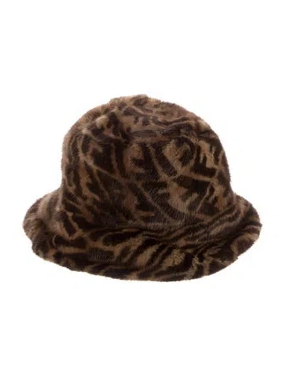 Pre-owned Fendi Women's Mink Bucket Hat W/tags In Brown