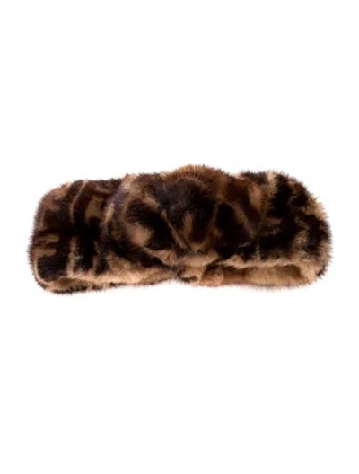 Pre-owned Fendi Women's Mink Fur Headband In Brown