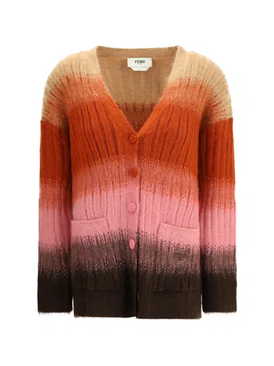 Fendi Women Mohair And Wool Blend Cardigan In Multi