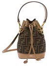Fendi Women 'mon Tresor' Brown Minibag With Drawstring In Ff Fabric Woman In Brown