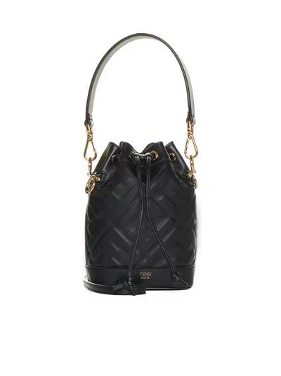 Fendi Women Mon Tresor Mini Bag In Black Leather With Ff Motif In Multi