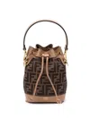 Fendi Women Mini Mon Tresor Ff Jacquard Fabric And Leather Bucket Bag In Multi