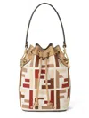 Fendi Mon Tresor Canvas Bucket Bag With Ff Embroidery In Multi