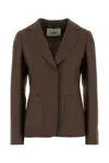 Fendi Mud Wool Blend Blazer In Brown