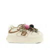 Fendi Low Top Platform Shoes In White Leather With Charm In White