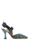 Fendi Colibrì Pumps With Curved Heel And Textured Fabric In Multicolor