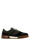 Fendi Match Suede Sneakers With Jacquard Ff Fabric Inserts