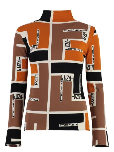 FENDI WOMEN'S MULTICOLOURED TURTLENECK SWEATER