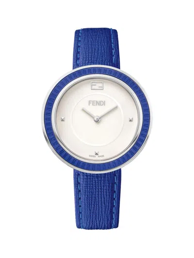 Fendi Women's My Way Stainless Steel & Leather-strap Watch In Sapphire