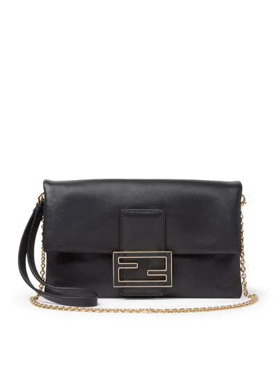 Fendi Women Nappa Leather Baguette Mom Pouch In Black
