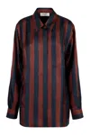 Fendi Striped Silk Shirt In Blue