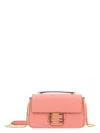 Fendi Textured Leather Midi Bag With Gold-tone Chain Strap In Pink