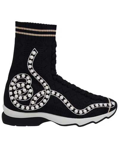 Fendi Women's Nylon Rockoko Pearly Beaded Knit Sock Sneaker (authentic Pre-  Loved)