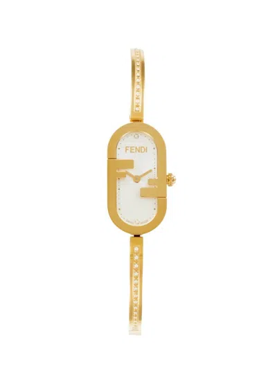 Fendi Women's O'lock 15mm Stainless Steel & 0.14 Tcw Diamond Bracelet Watch In Gold