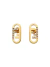 Fendi Crystal-embellished Metallic Earrings In Gold