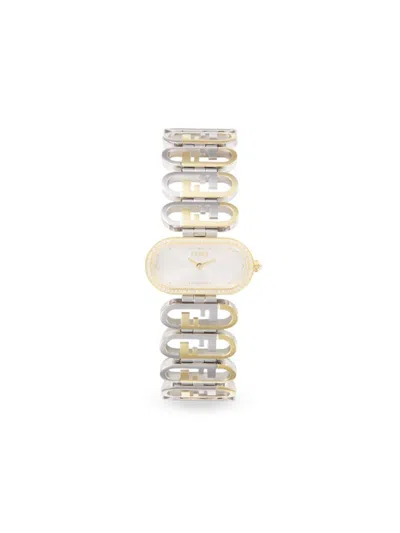 Fendi Women's O'lock Two Tone Stainless Steel & 0.18 Tcw Diamond Bracelet Watch/28mm X 15mm