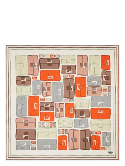 Fendi Women's Orange Silk Foulard Baguette | Fxt091aume In Multicolor