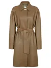 Fendi Light Brown Nappa Leather Trench Coat In Brown