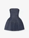 Fendi Strapless Denim Dress Structured Silhouette In Multi