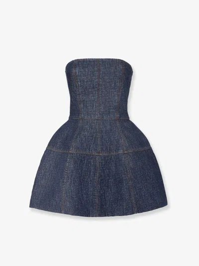 FENDI FENDI WOMEN PADDED DENIM MINI DRESS