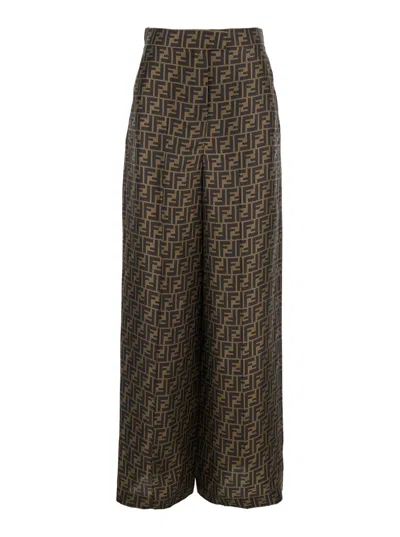 Fendi Women Pantalone Ff Twill In Green
