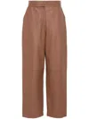 Fendi Tan Coloured Leather Trousers In Brown