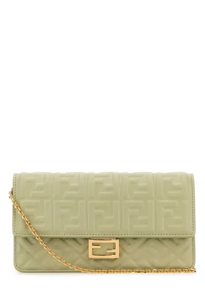 Fendi Women Pastel Green Nappa Leather Baguette Wallet