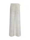Fendi Sheer Silk Patchwork Trousers In White