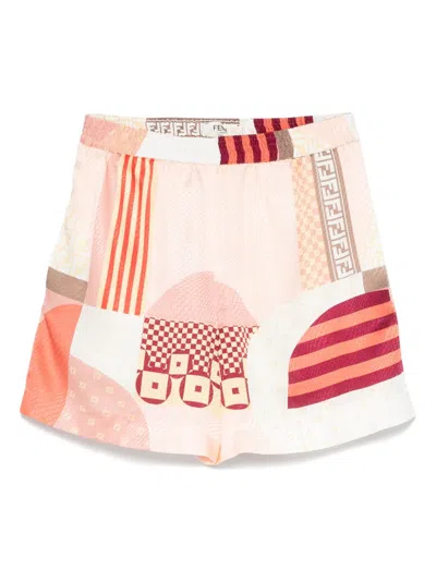 Fendi Women Patchwork Shorts In Pink
