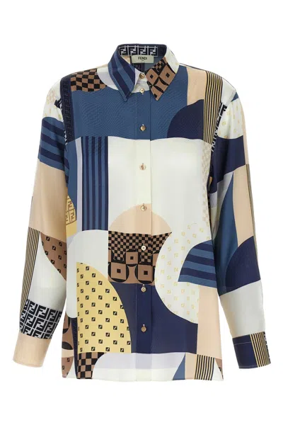 FENDI FENDI WOMEN PATCHWORK SILK SHIRT