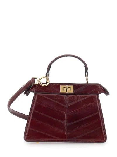 Fendi Women 'peekaboo Iseeu Petite' Bordeaux Handbag With Twist Lock Closure In Padded Leather Woman In Multi