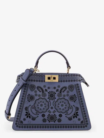 Fendi Women Peekaboo Iseeu Small Leather Shoulder Bag With Laser-cut Coral Bandana Motif In Multi