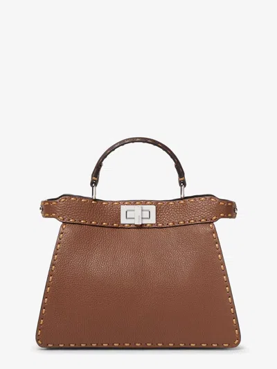 Fendi Women Peekaboo Iseeu Small Leather Shoulder Bag With Selleria Macro Stitching In Multi