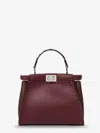 Fendi Women Peekaboo Mini Leather Crossbody Bag In Red